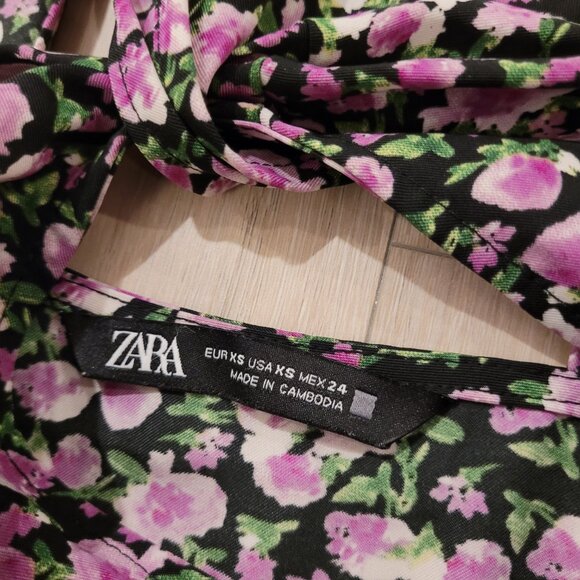 ZARA | Floral Halter Tank Top Blouse | Sz. XS - Picture 9 of 11